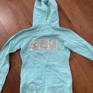 Victoria's Secret Mint Hoodie with Gold Sequins ANGEL